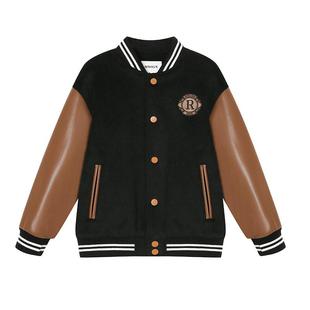 RBIGX瑞比克童装2025冬季新款羊毛保暖帅气洋气贴布绣棒球外套