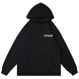 美国潮牌RIPNDIP中指贱猫加绒卫衣西海岸街头风卡通男女情侣外套