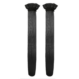 蕾丝长筒袜女夏超薄款外穿大码胖MM200斤粗腿半截高筒防滑黑丝袜