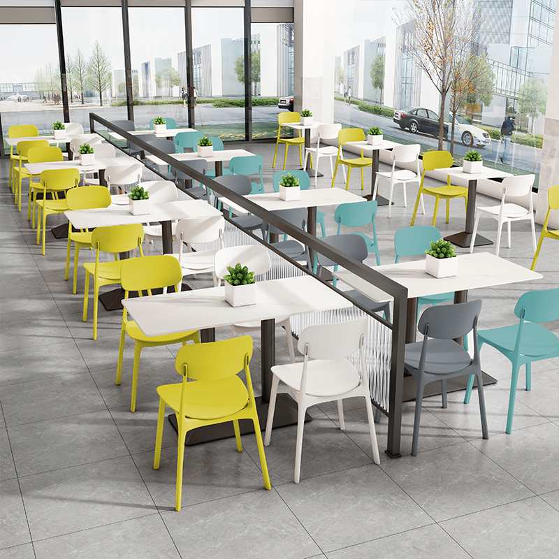 岩板餐桌椅组合员工饭堂餐饮小吃快餐店学校职工食堂餐厅商用桌子