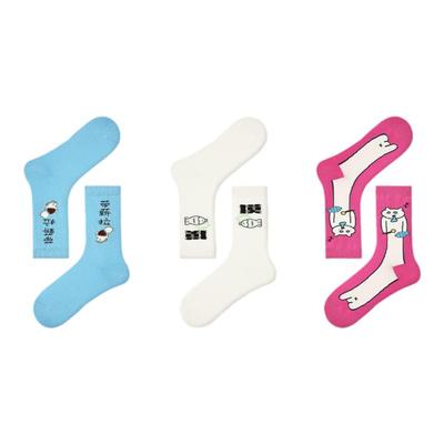 R摸鱼袜女袜子夏季新品搞怪中筒袜百搭个性运动袜潮流ins主题袜棉