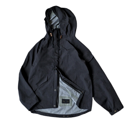 复古全压胶鹿皮拼接冲锋衣夹克