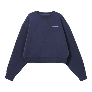 超赞ABLE JEANS女卫衣秋冬短上衣圆领宽松版纯色显腿长空气棉卫衣