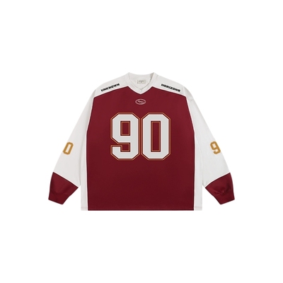 冰球服红色男美式复古运动球衣女