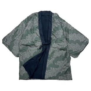 日单外贸男装两面穿日式加绒夹薄棉家居外套罩衫和风半天保暖半缠