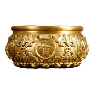 纯铜聚宝盆摆件招财聚财家用客厅玄关店铺实心黄铜制工艺装饰礼品