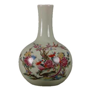 仿大清乾隆粉彩祥凤来仪小胆瓶 仿古瓷器摆件古玩老货收藏品