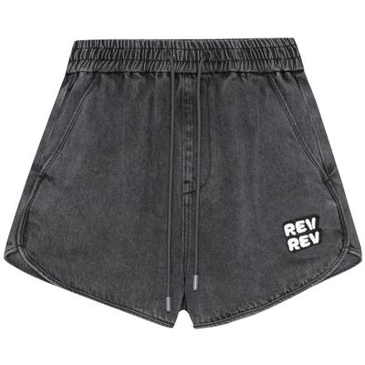 REVAN芮范2023夏季新品设计师款运动风浅灰色牛仔短裤RN31306221