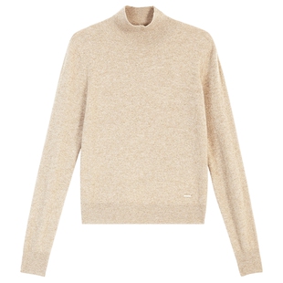 YINER音儿专选2025冬季新款法式舒柔原生色100山羊绒半高领针织衫