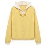 Basic House/百家好早春新款羊毛针织毛衫女假两件毛衣开衫外套