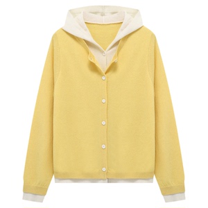 Basic House/百家好早春新款羊毛针织毛衫女假两件毛衣开衫外套