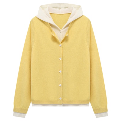 Basic House/百家好春季新款羊毛针织毛衫女假两件毛衣开衫外套