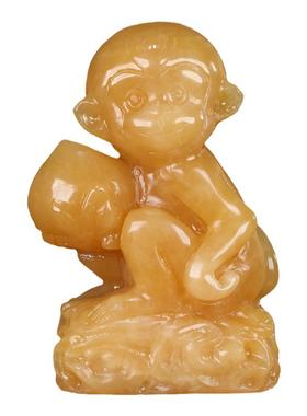 家居猴子天然白玉黄玉摆件