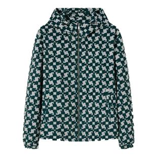 KARL LAGERFELD棋盘格连帽五金抽绳休闲夹克2026春季新品老佛爷男