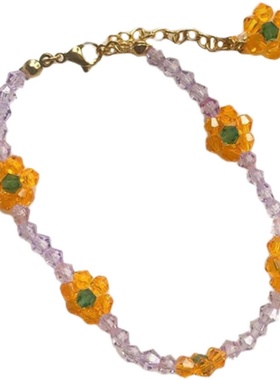 水晶花项链时髦夏季百搭脖子颈链