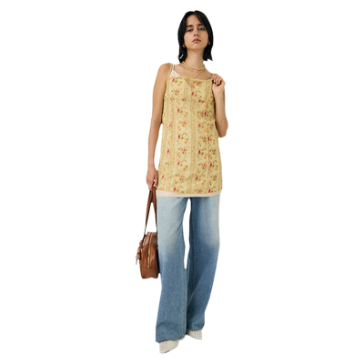 MOUSSY 春季新品浪漫油画玫瑰两件套吊带连衣裙010HA733-1571