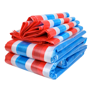 三色彩条布防水布防雨布加厚围挡防晒一次性塑料布遮雨遮阳布货车