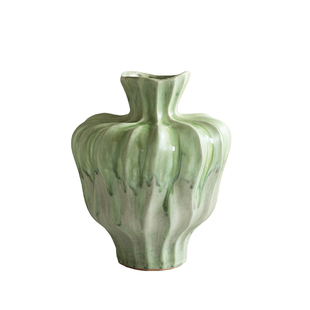 花瓶高级感绿色复古创意不规则客厅水培鲜花艺术插花餐桌大号摆件