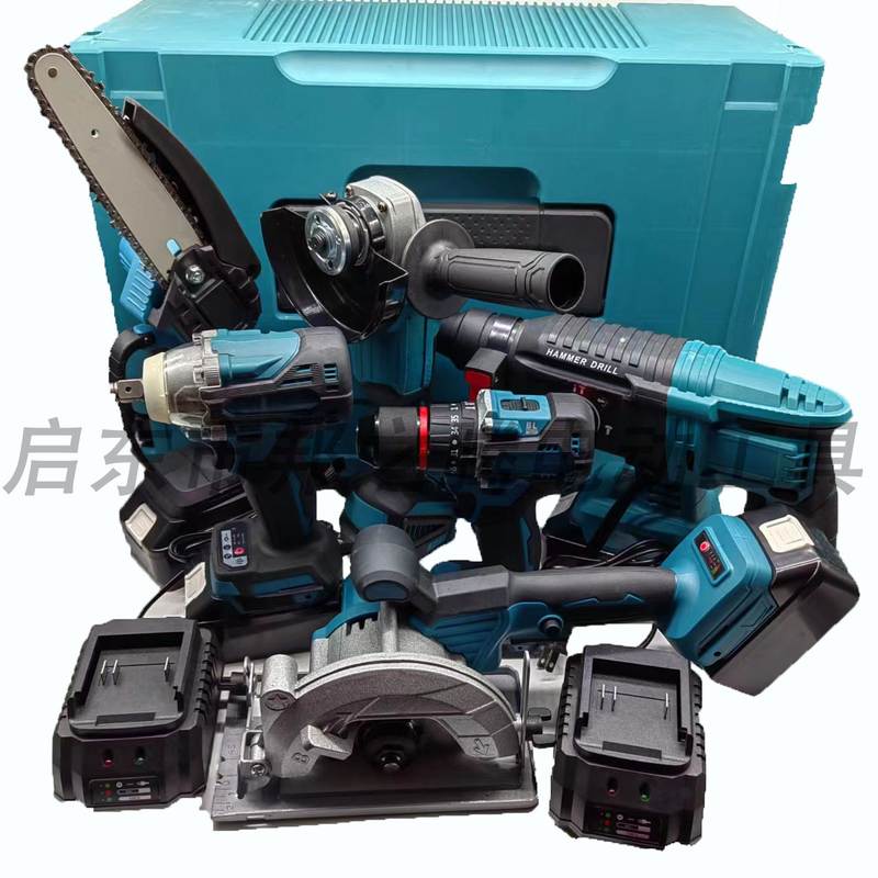 无刷锂电6件套组合工具电锤角磨扳手电钻切割机电链锯六件套批发