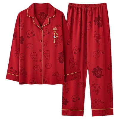 【浪莎】官方正品纯棉长袖睡衣女