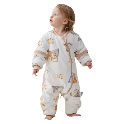 imomoto婴儿澳棉秋冬款宝宝恒温保暖防踢纯棉豆豆绒儿童分腿睡袋A