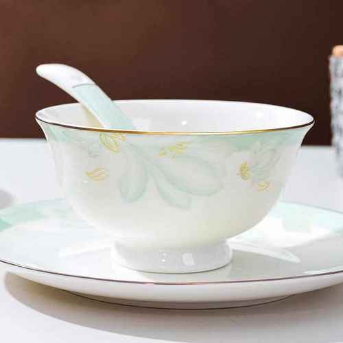 陶瓷碗家用欧式金边轻奢可微波餐具吃饭碗盘组合加厚防烫碗碟套装