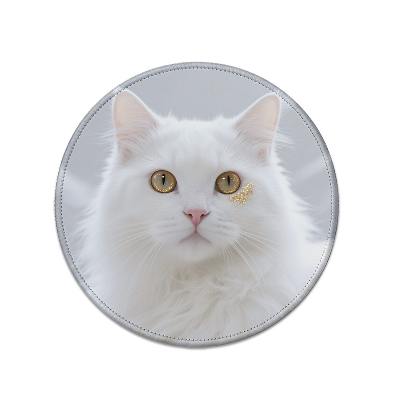 轻奢金眼睛长毛猫防滑锁边鼠标垫