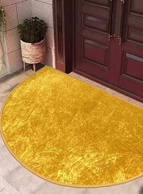 半圆形金色地垫入户门垫进门防滑脚垫客厅玄关土黄色招财进宝地毯