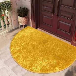 半圆形金色地垫入户门垫进门防滑脚垫客厅玄关土黄色招财进宝地毯