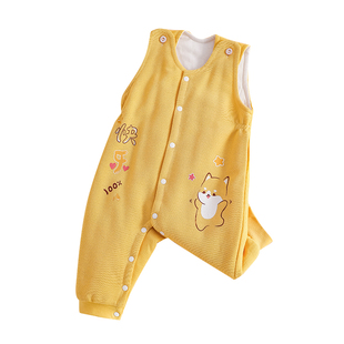 婴儿背带裤秋冬款宝宝夹棉裤子冬季按扣保暖棉裤冬天外穿女宝冬装