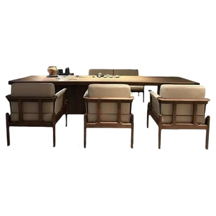 新中式北美黑胡桃木实木泡茶台办公室家用客厅茶桌2025新款高端