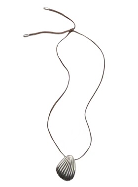 棕绳长款抽拉扇贝项链吴小姐贝壳