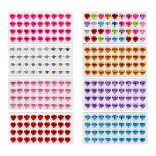 彩色爱心立体钻石贴纸红色金色心形宝石水晶儿童女孩手工装饰贴画