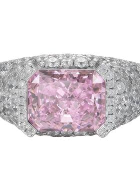 冰花切八角满钻戒指嘻哈男女同款