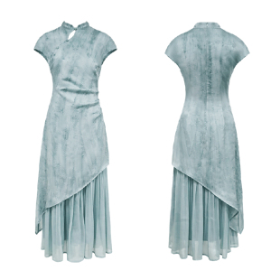 TYANG贰羊设计【画浅】国风新中式禅意天丝提花旗袍气质连衣裙女