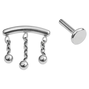 弧形链条流苏吊坠耳钉hidden helix耳骨内螺纹f136植入级钛合金亚