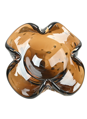 高档不规则花瓣琥珀色水晶玻璃果盘茶几电视柜新年装饰轻奢糖果盘