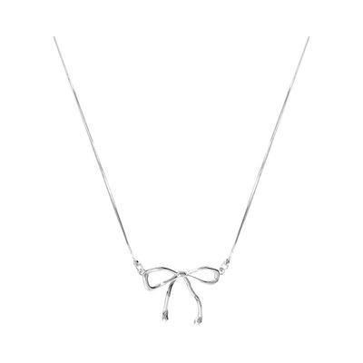 银色简约蝴蝶结项链女