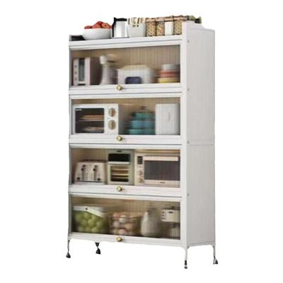 带门厨房置物架落地多层家用多功能橱柜碗碟锅具电器收纳储物柜子