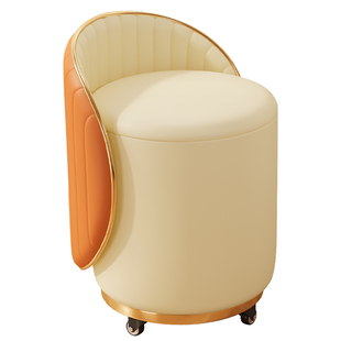 奶油风化妆椅家用椅子靠背梳妆台凳子女生卧室舒适转椅美甲凳滑轮