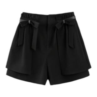 PIT复古法式蝴蝶结高腰显瘦a字短裤女2025春装新款小个子韩系裤子