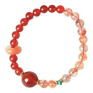 秋密洛天然紫水晶手链南红玛瑙黄水晶双圈手串转运珠招米好运上岸