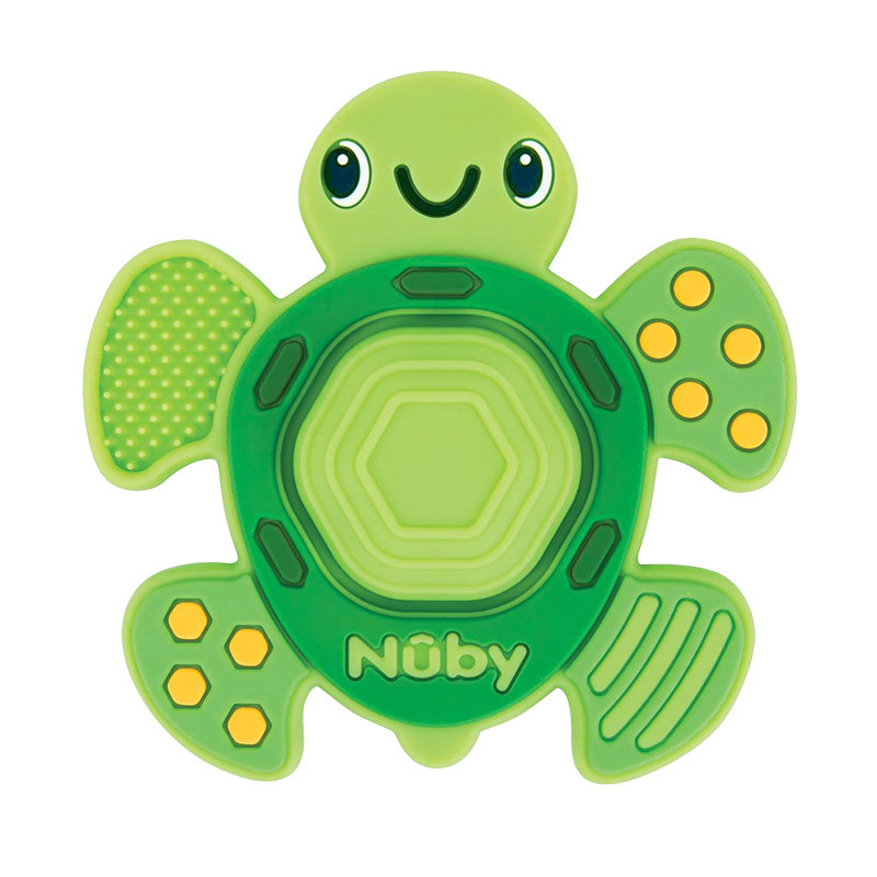 Nuby努比宝宝牙胶防吃手硅胶乌龟按压出声婴幼儿磨牙咬胶儿童用品