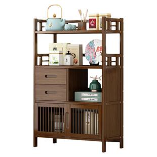 博古架置物架多功能茶柜架茶台玄关茶柜置物架实木多层茶具置物架
