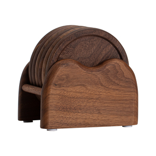 北美胡桃木观山杯垫家用待客多人套装茶托底座复古中式茶点盘茶具