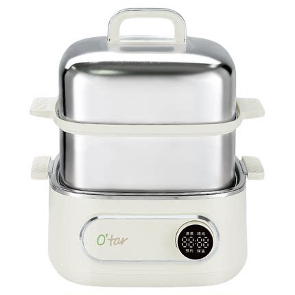 O'tar 欧塔电蒸锅家用不锈钢蒸锅多功能三层蒸煮炖一体锅小型蒸箱