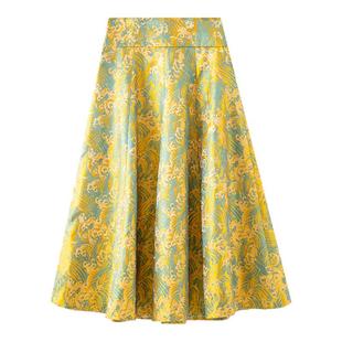 《来自高原》青海藏族花纹特别系列祥云浪涛提花大摆显高半裙