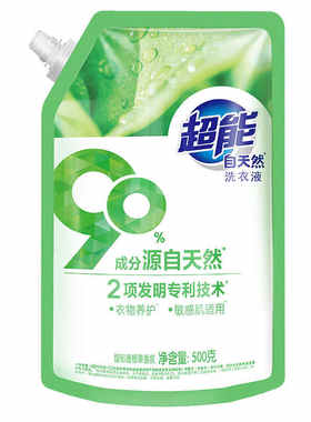 超能自天然洗衣液500g袋装补充液