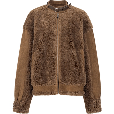 衣香丽影100%羊羔毛皮草短外套女