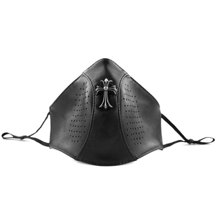 泽塔体系潮牌暗黑机能哥特十字架高端真皮口罩个性男女小众机车风